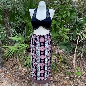 Vintage 90s Asian Inspired Dragon Maxi Wrap Skirt Central Falls Size 14